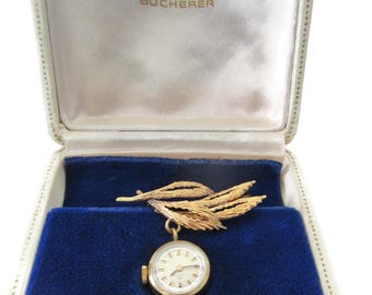 Vintage Gold Brooch Watch 1928 Vintage 1928 Watch Company Brooch Watch Quartz Open Face  main image 3