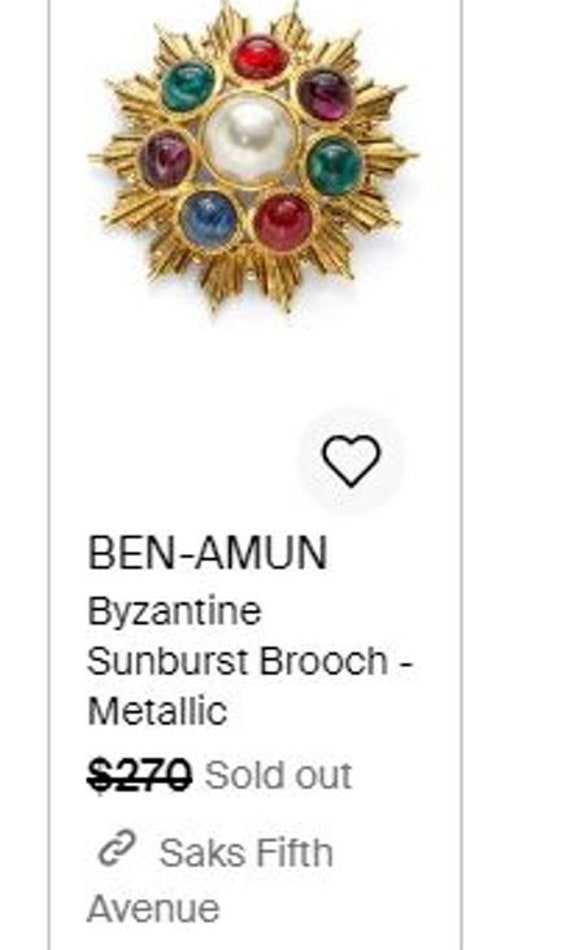 Byzantine Sunburst Brooch Pendant/Ben-Amun Style/… - image 6