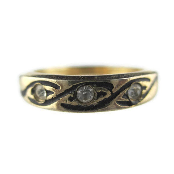 Vintage Uncas 18k HGE 3 stone Enamel  Wedding Band  Ring Size 5