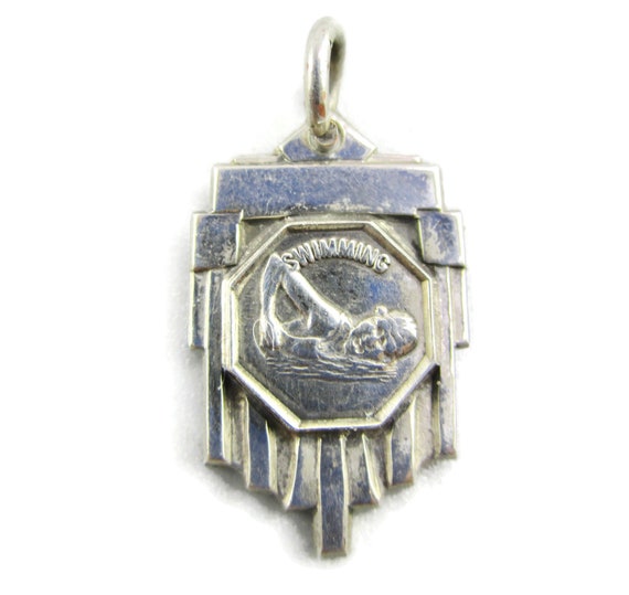 Art Deco 925 Swimming Charm/L&C Sterling Silver/ … - image 2