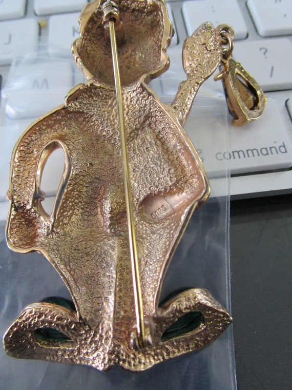 Coro Sterling Clown/Oversized Vermeil Hobo Pin/Em… - image 9