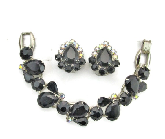 JULIANA D&E Bracelet Earrings Demi Parure/Jet Bla… - image 6