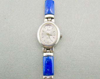 Aria Silver Tone Blue Lapis Silver/Blue Metal Watch with Box Ladies Aria Sterling Silver Lapis Lazuli Watch Blue 7 Inch  main image 2