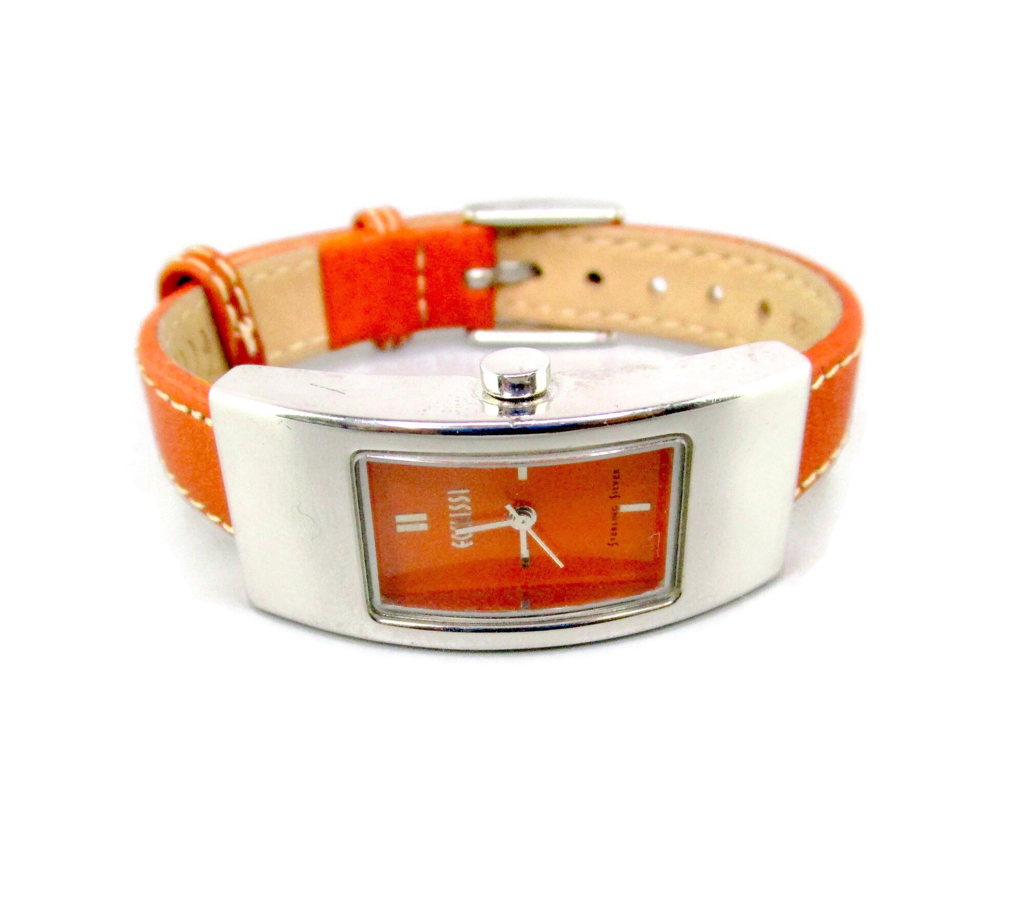 Ecclissi 925 Sterling Silver Watch 22795/oblong Bezel/orange  display picture 2