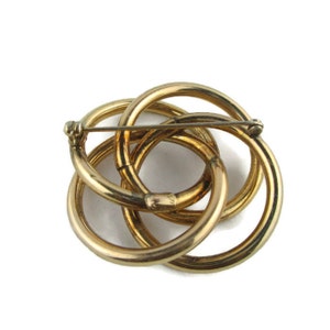 Ronci 12k Gold Filled Four Interlocking Circles Intersecting Hoops Pin image 4