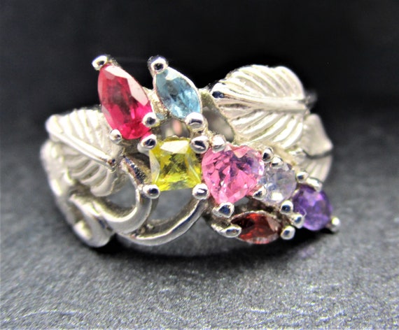 EDCO Multi Gemstone Ring/Amethyst Ruby Topaz Quar… - image 7