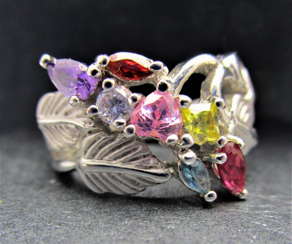 EDCO Multi Gemstone Ring/Amethyst Ruby Topaz Quar… - image 2