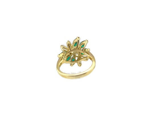 Green Navette Cocktail Ring / Emerald Austrian Cr… - image 3