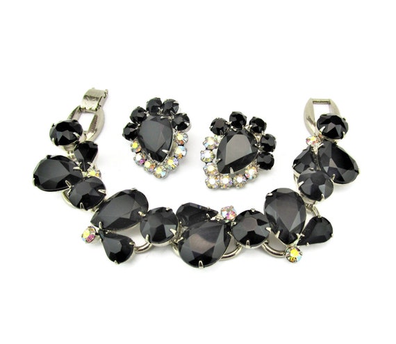 JULIANA D&E Bracelet Earrings Demi Parure/Jet Bla… - image 1