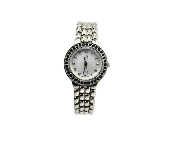 Suzanne Somers Roman Numerals Watch/black Swarovski Crystal  display picture 2