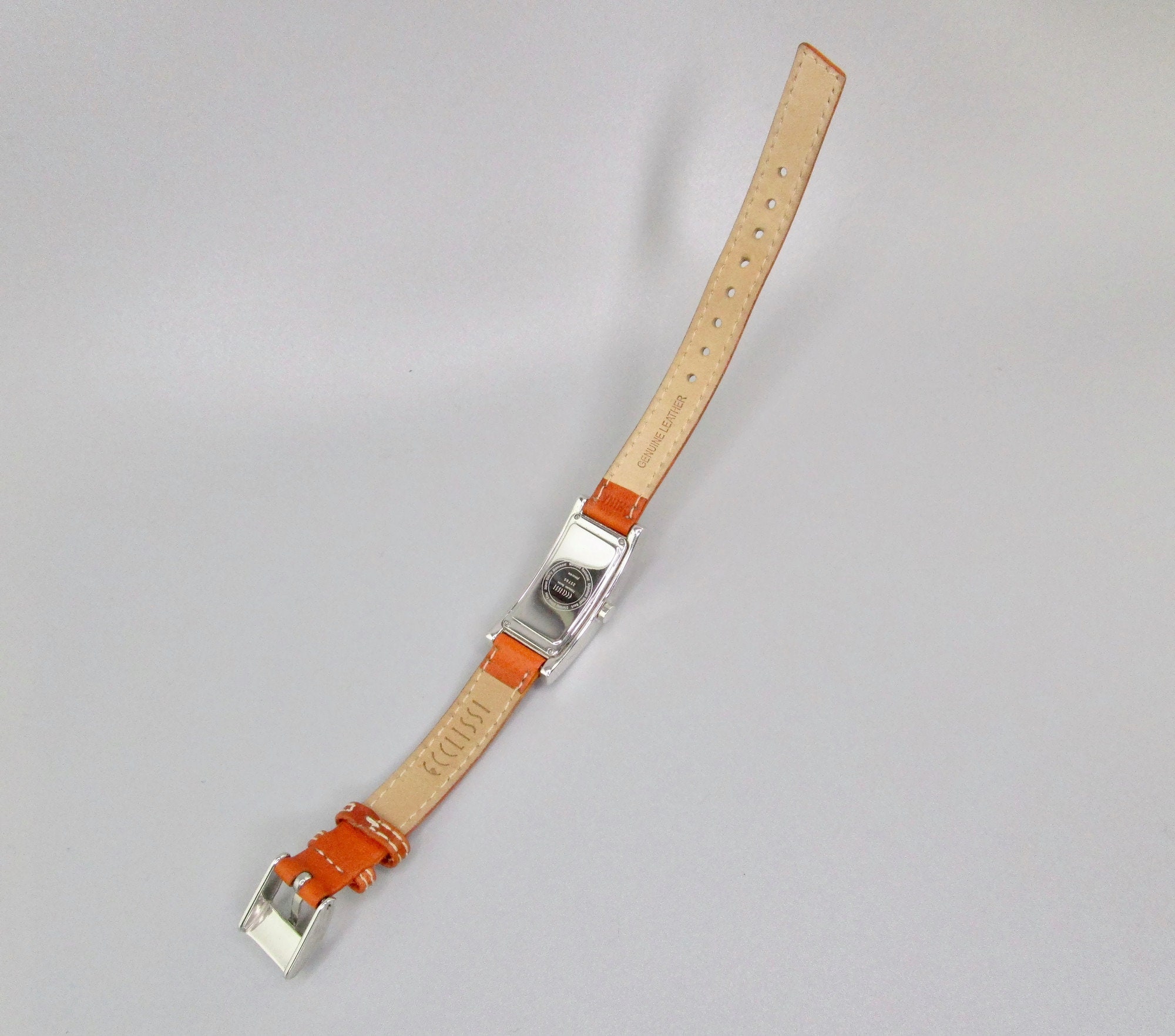 Ecclissi Sterling Silver Watch with Orange Strap Vintage ECCLISSI Sterling Silver Watch with Maroon Leather  main image 3