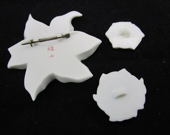 ❁はな❁ AITOSHA 13pc -yuzana Flower Buttons & Pin Set/hand Painted