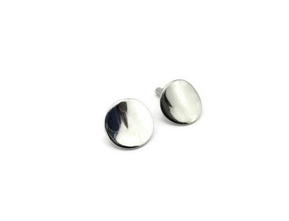 Engravable Round Disks Cufflinks / Silvertone Sig… - image 3