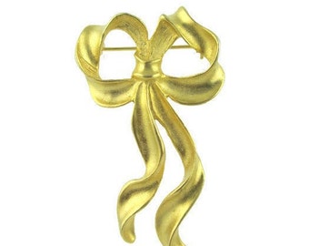 Vintage Matte Gold Ribbon Bow Pin