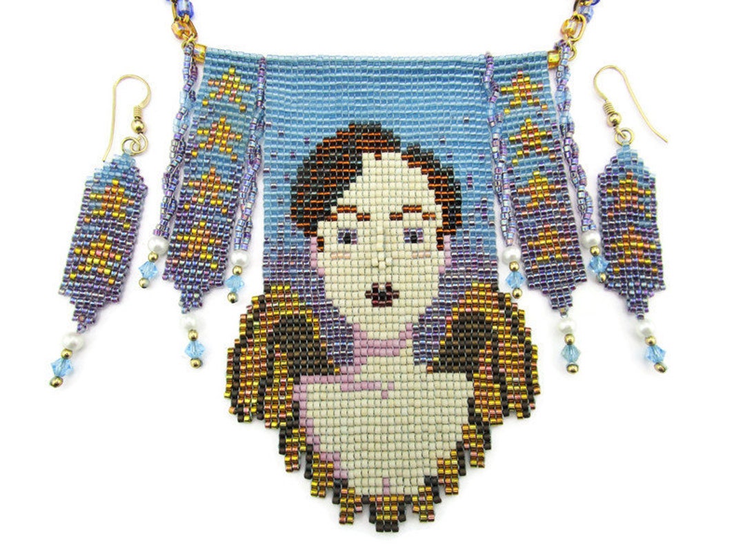 HOMEWARD ANGEL Peyote Beaded Necklace Earrings / Carol Wilcox Wells