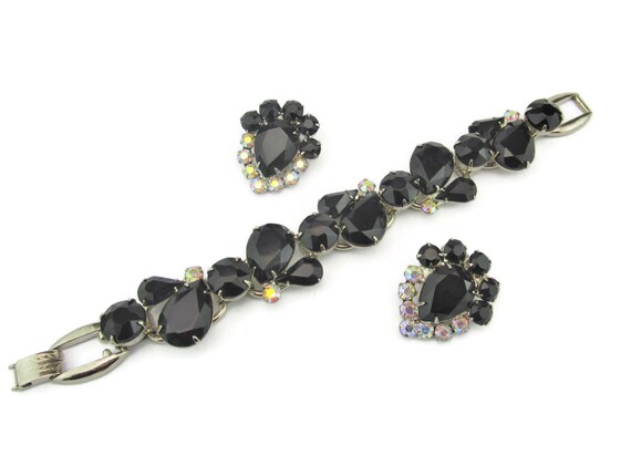 JULIANA D&E Bracelet Earrings Demi Parure/Jet Bla… - image 4