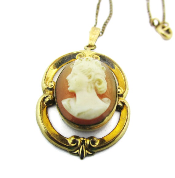 12k Gold Filled Cameo Necklace/ Victorian Carved … - image 6