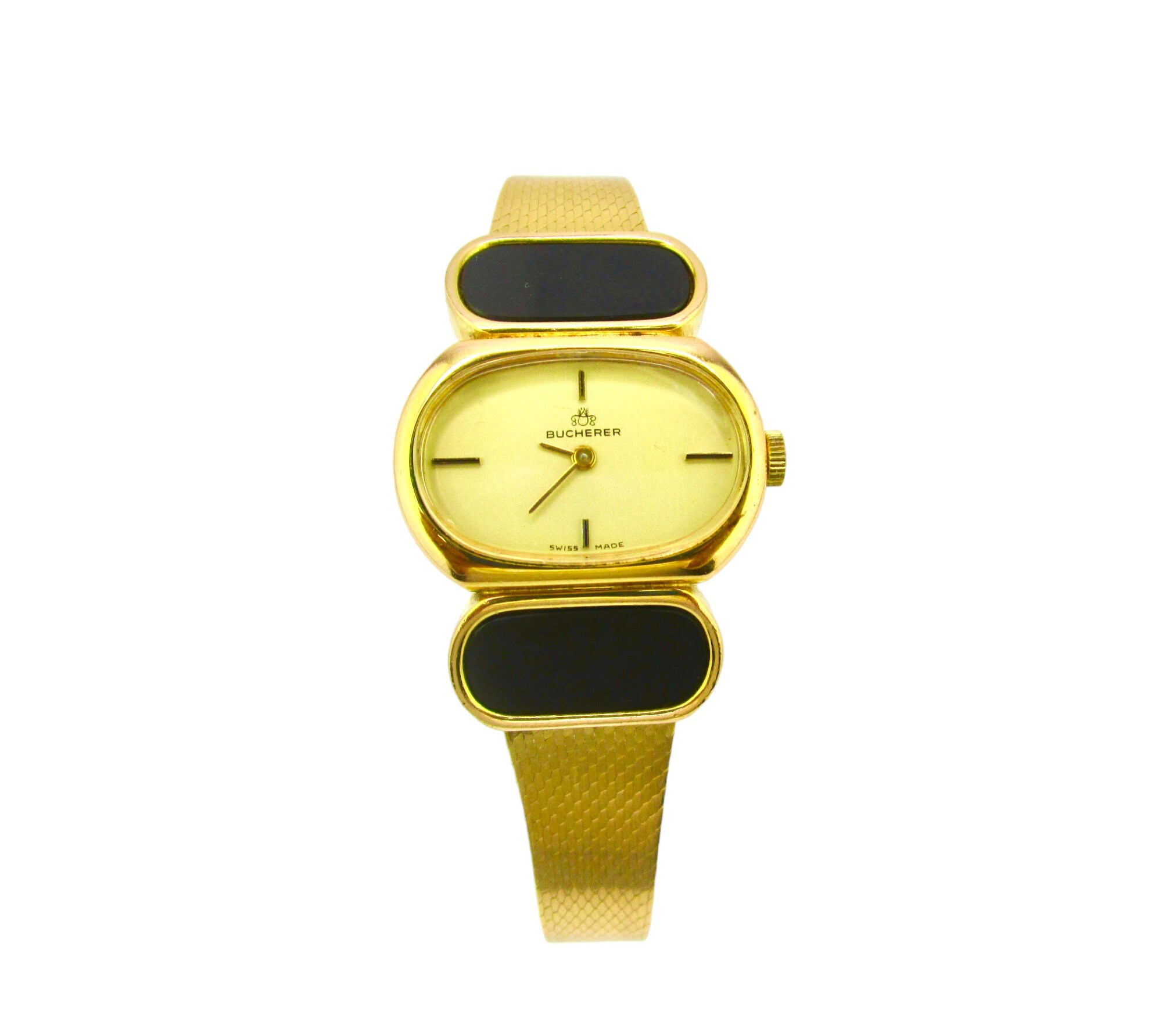 Bucherer Wrist Watch/gold Plated Flex Mesh Band/ Mechanical