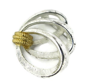 Vintage Napier Gold and Silver Tone Lasso Loops Brooch Pin