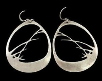 Vintage d stewart Bulrushes silhouette Sterling Silver 925 Earrings 5.g