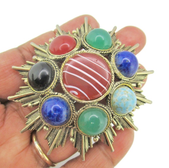 Byzantine Sunburst Brooch Pendant/Ben-Amun Style/… - image 2