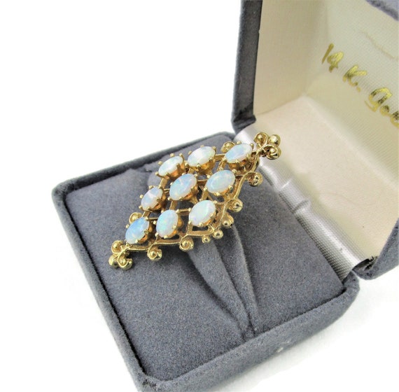 Victorian 14k Opal Pin Pendant Combo/Diamond Kite… - image 4
