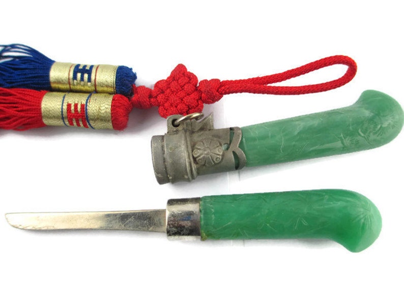 Vintage Feng Shui Sword Knife Mystic Knot Silk Cord Double Etsy