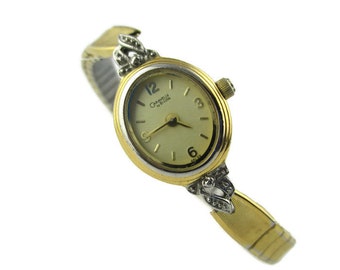 Caravelle By Bulova  Watch/  Rhodium Accented Gold Tone / Expansion Bracelet / S.Epson Quartz Movement /New Battery / Model C870216