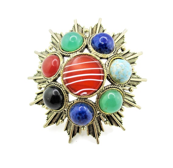 Byzantine Sunburst Brooch Pendant/Ben-Amun Style/… - image 1