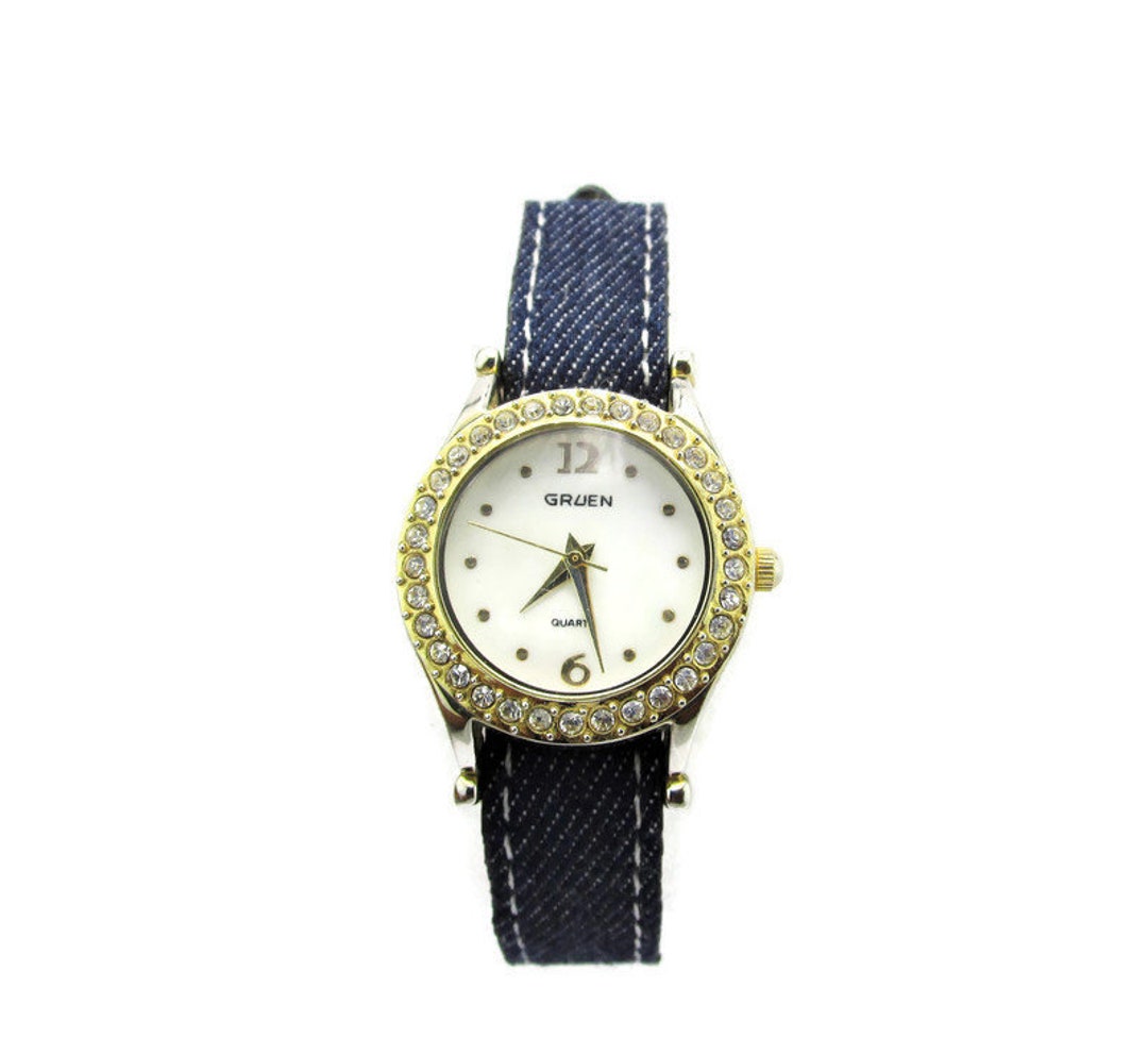 Gruen Ladies Denim Watch/ Golden Numerals/ Gold Tone Clear  display picture 1