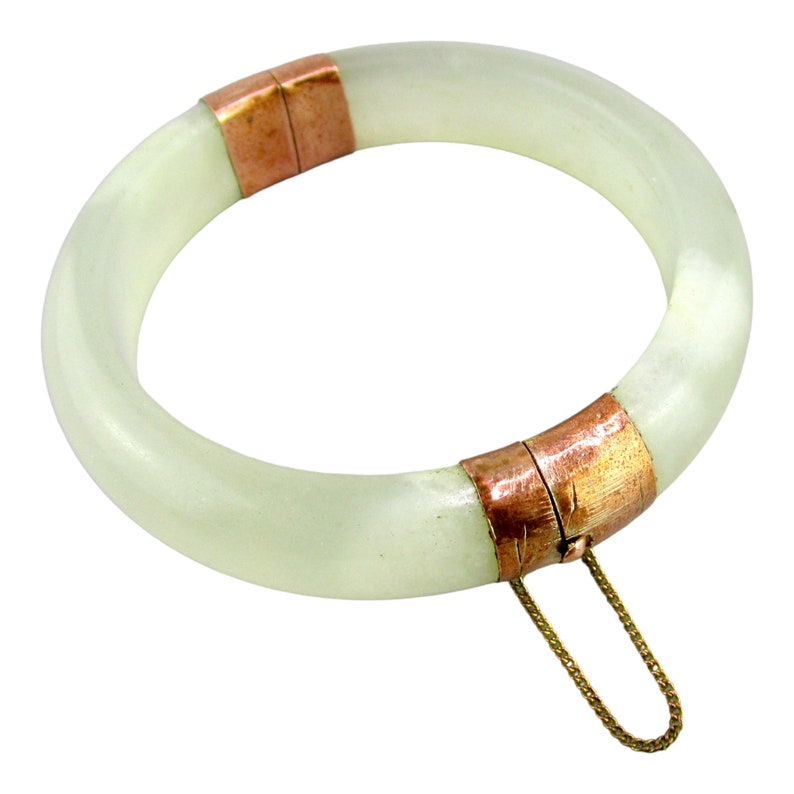 Jade Mandarin Hinged Bangle/18k Rose Gold Filled/chinese Etsy