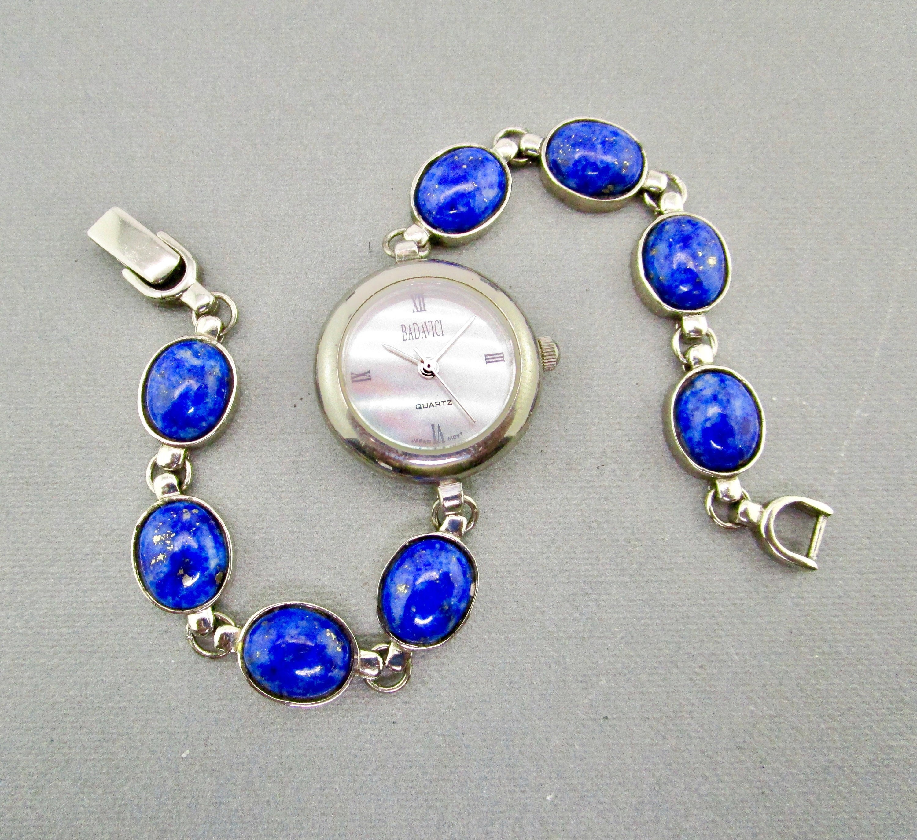 Badavici Sterling And Lapis Watch BADAVICI Solid .925 Sterling Silver Mother of Pearl Ladies  main image 2