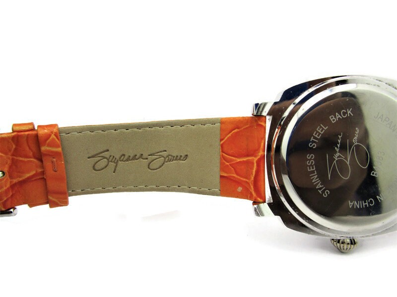 Suzanne Somers Orange Leather Watch, Silver Crystal Bezel - Etsy display picture 1