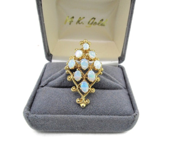 Victorian 14k Opal Pin Pendant Combo/Diamond Kite… - image 1