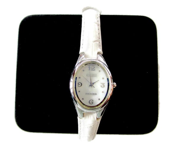 Ecclissi Sterling Silver Watch /Mother of Pearl Dial/ Japan Quartz  Movement/Genuine Leather  Band/ New Battery/ Moisture Resistant/ 22690