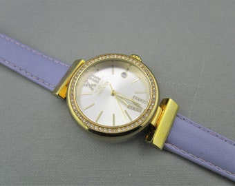 Andre Giroud Watch/floating Blue Crystals/silver Tone Round  display picture 3