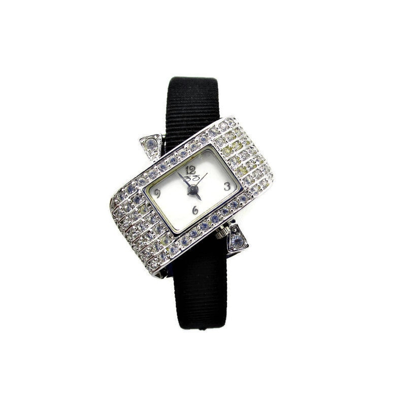 Suzanne Somers Silver Crystal Lattice Bracelet Watch Suzanne Somers Crystal Encrusted Silvertone Watch & Crystal  main image 3