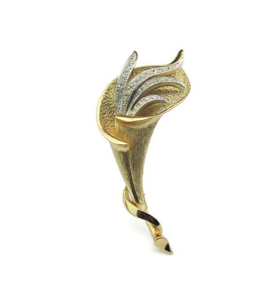 Napier Stylized Lily Brooch/ Clear Chaton Rhinest… - image 7