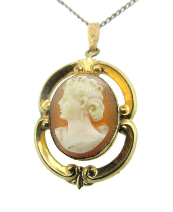 12k Gold Filled Cameo Necklace/ Victorian Carved … - image 3