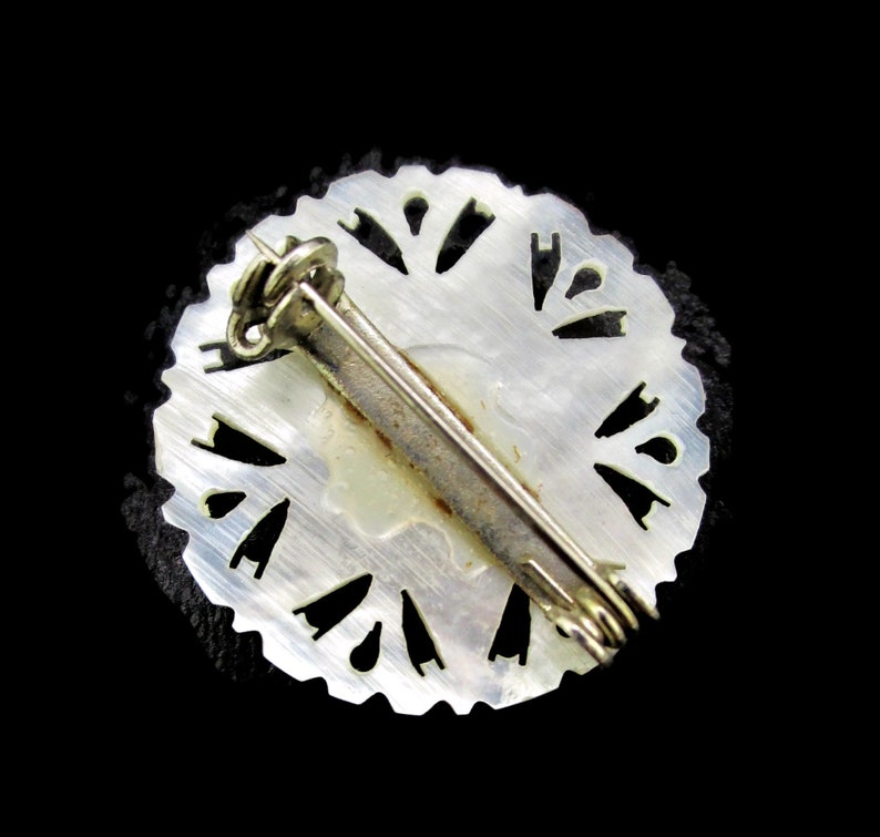 Star of Bethlehem Pin /Seven Days of Creation/Jerusalem Holyland Brooch/ Hand carved White Mother of Pearl/Luminescent MOP Shell image 7