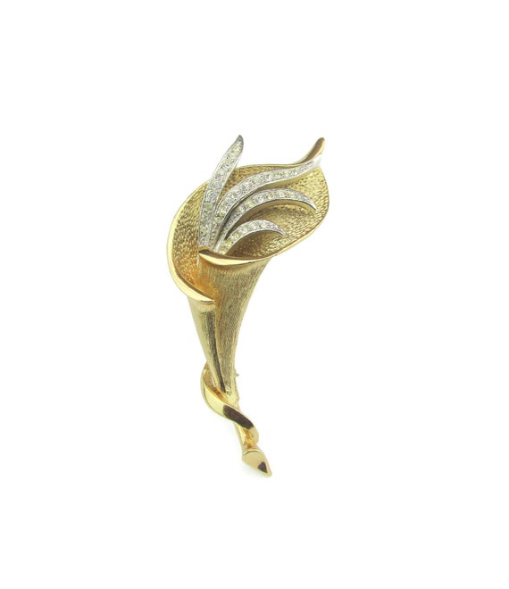 Napier Stylized Lily Brooch/ Clear Chaton Rhinest… - image 8