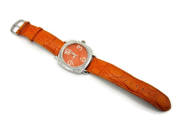 Suzanne Somers Oversized Orange Watch / Clear Cry… - image 4