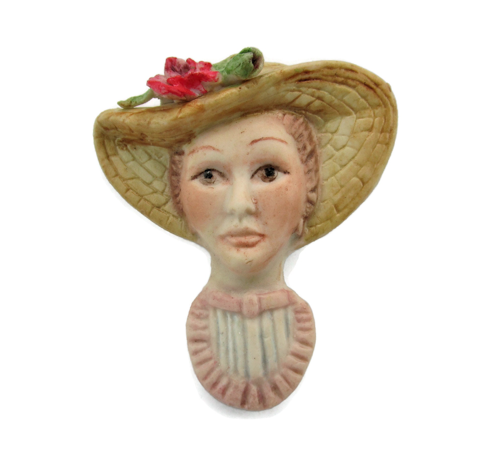 Porcelain Lady Face Brooch /solemn Apprehensive Etsy UK