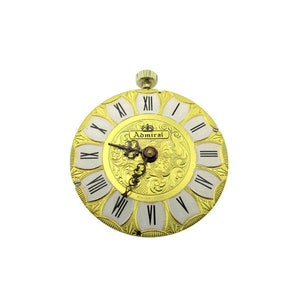 Admiral Swiss Pendant Watch/Antique Repousse Champagne Dial/Black Roman Numerals on White Enamel/ Eloxal Case / Worldwide Watch Company image 3