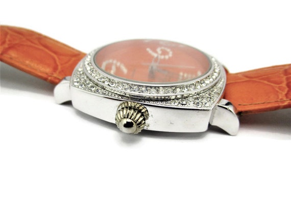 Suzanne Somers Oversized Orange Watch / Clear Cry… - image 7