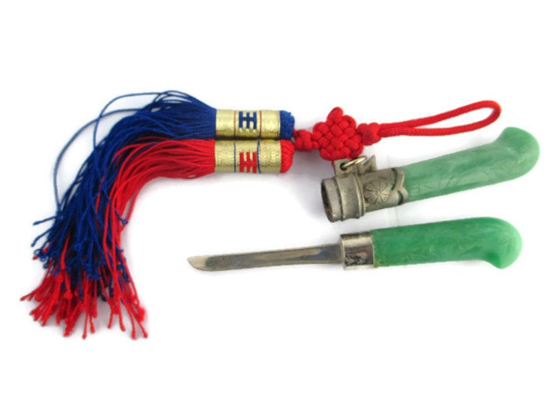 Vintage Feng Shui Sword Knife Mystic Knot Silk Cord Double Etsy