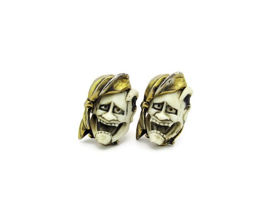 Florenza Devil Cufflinks, 24k Gold Plated Hannya … - image 1