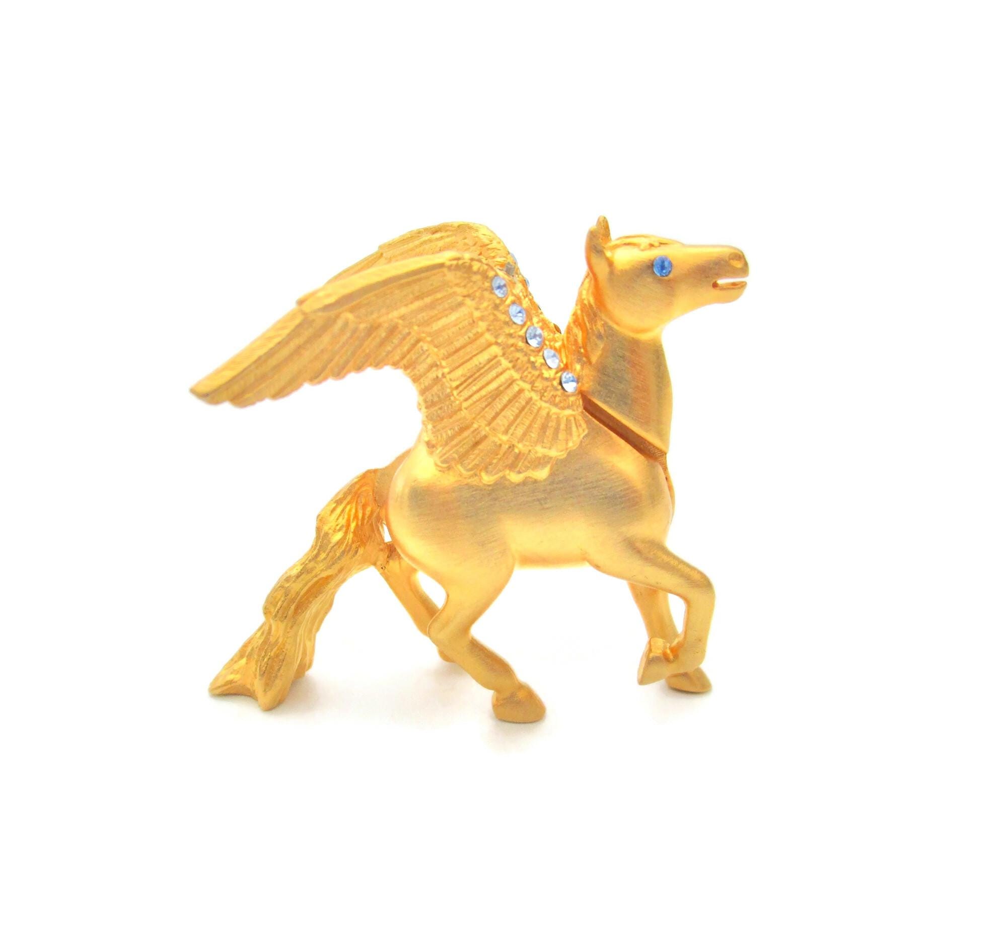 Estee Lauder Perfume Compact/Pegasus /NO BOX /Blue Crystals /Brilliant Gold Tone