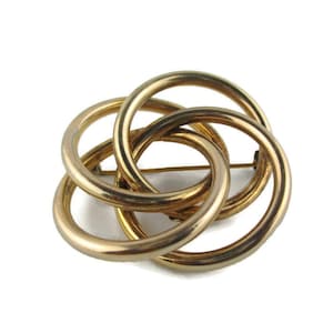 Ronci 12k Gold Filled Four Interlocking Circles Intersecting Hoops Pin image 1