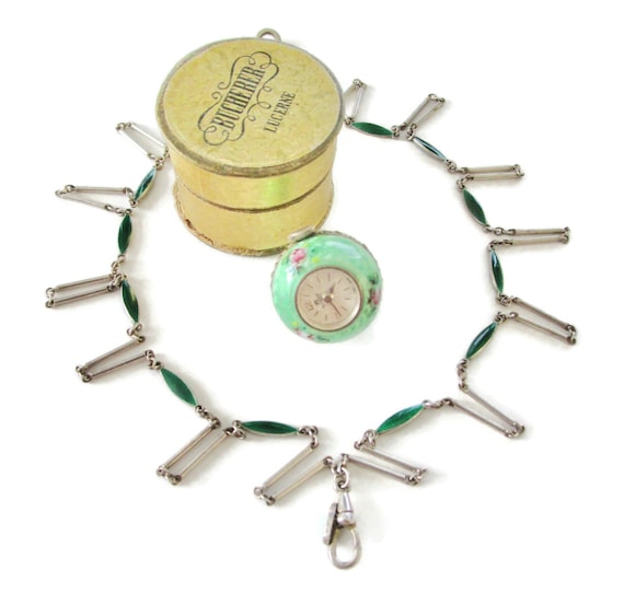 Bucherer Guilloché Ball Watch Necklace/925 Sterli… - image 1